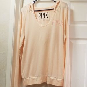 Light Peach PINK Pullover Hoodie L